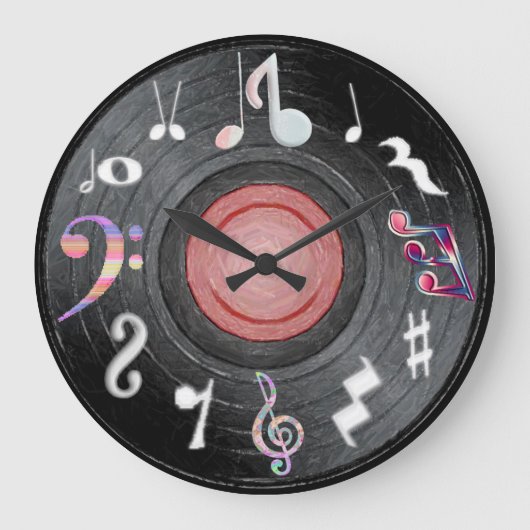 Grande Horloge Ronde Musique Note Clock (Recto)