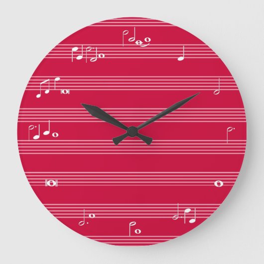 Grande Horloge Ronde Musique reading beats time clock - red (Recto)