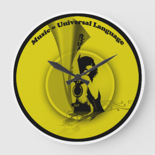 Grande Horloge Ronde Musique Universal Language Yellow Black