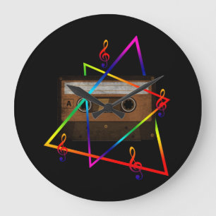 GRANDE HORLOGE RONDE MUSIQUE VINTAGE RÉTRO