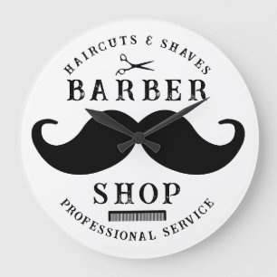 Grande Horloge Ronde Mustache Barber Shop moderne Coiffeur Barbershop