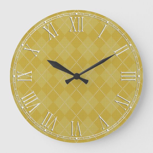 Grande Horloge Ronde Mustard Yellow Retro Preppy Jacquard (Recto)