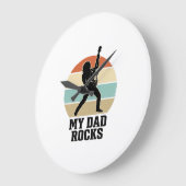 Grande Horloge Ronde My Dad Rocks Vintage Guitar Sunset Shirt Design_1 (Angle)