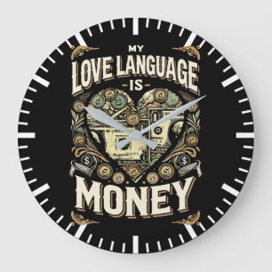 Grande Horloge Ronde My Love Language is Money, Funny Hustle Success