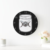 Grande Horloge Ronde Mystical Magic Moons Triple Déesse Mason Jar (Maison)