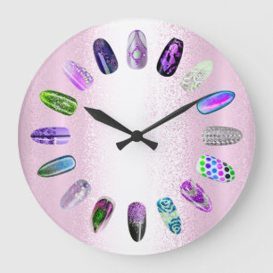 Grande Horloge Ronde Nails Studio Purple Pink Nails Stylist Rose