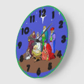 Grande Horloge Ronde Nativity Christmas Clock with Numbers (Angle)