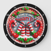 Grande Horloge Ronde Naughty Elf Shenanigans" - Mur de Noël (Recto)