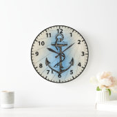Grande Horloge Ronde Nautical Beach Ancre Naval (Maison)