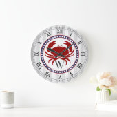 Grande Horloge Ronde Nautical red crab and grey stripes monogram (Maison)