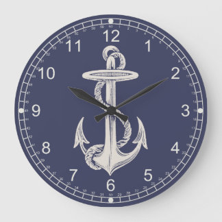 Grande Horloge Ronde Nautical Themed Anchor Wall Clock