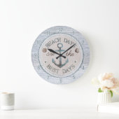 Grande Horloge Ronde Nautique Meilleurs Jours Plage Rustique Mur Horlog (Maison)