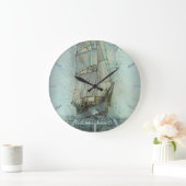Grande Horloge Ronde Navire classique nautique (bleu) (Maison)