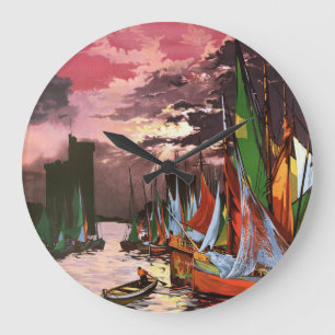 Grande Horloge Ronde Navires dans le port de La Rochelle Art