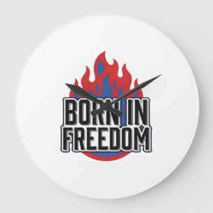 Grande Horloge Ronde Né dans la flamme de la liberté Vintage shirt à gr