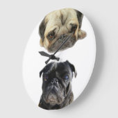 Grande Horloge Ronde Ne perde pas l'heure style pugs (Angle)