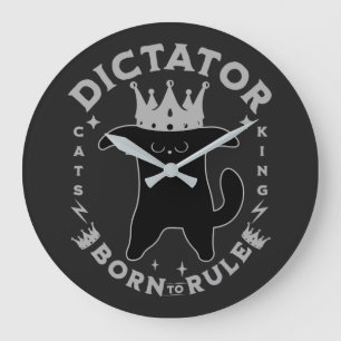 Grande Horloge Ronde Né pour gouverner Conception drôle de chat