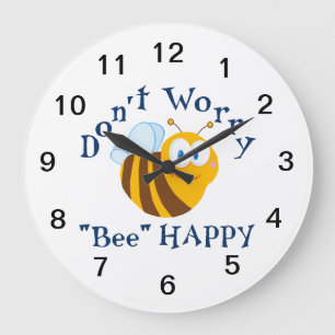 Grande Horloge Ronde Ne vous inquiétez pas "Bee" Happy Large Wall Horlo