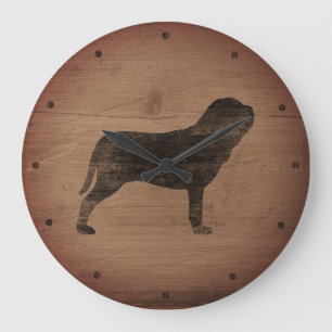 Grande Horloge Ronde Neapolitan Mastiff Silhouette Rustic