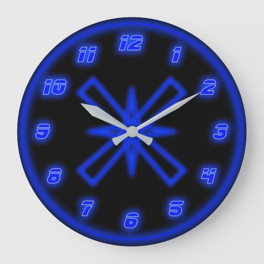 Grande Horloge Ronde Néon bleu (effet) (Recto)