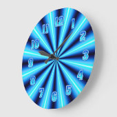 Grande Horloge Ronde Neon Blue Wall (Angle)