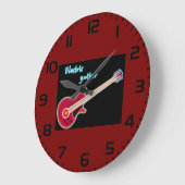 Grande Horloge Ronde Neon Electric Guitar Retro 80s Rock Music (Angle)