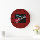 Grande Horloge Ronde Neon Electric Guitar Retro 80s Rock Music (Maison)