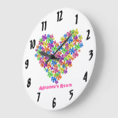 Grande Horloge Ronde Neon Flower Heart (Angle)