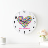 Grande Horloge Ronde Neon Flower Heart (Maison)