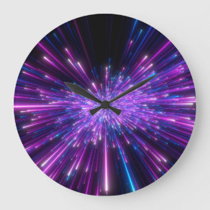 Grande Horloge Ronde Neon Galaxy Arrière - plan Abstrait cosmique