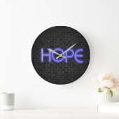 Grande Horloge Ronde Neon Hope Texte sur brique (Maison)