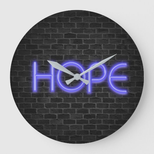 Grande Horloge Ronde Neon Hope Texte sur brique (Recto)