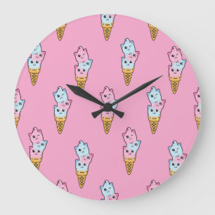 Grande Horloge Ronde Neon Ice Cream : Amusement urbain pour les enfants