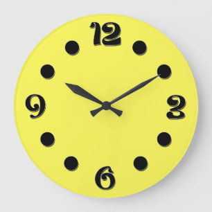 Grande Horloge Ronde néon jaune fluorescent citron brillant