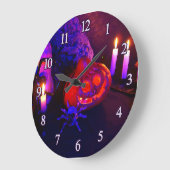 Grande Horloge Ronde Neon pumpkins (Angle)