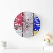 Grande Horloge Ronde Néoplasticisme amusant style d'art en bois personn (Maison)