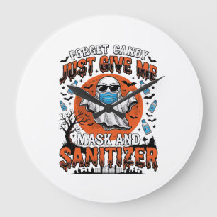 Grande Horloge Ronde Nettoyant Halloween Masque de Fantôme Drôle Bonbon