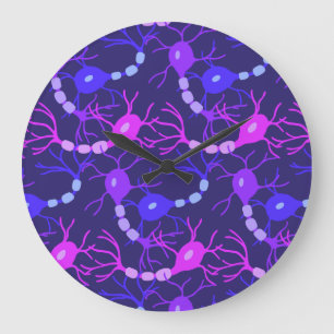 Grande Horloge Ronde Neurones Connectés Violet Néon