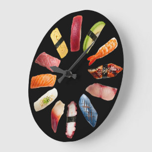 Grande Horloge Ronde Nigiri Sushi Coloré Drôle et Délicieux