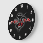 Grande Horloge Ronde Ninja Silhouette (Angle)