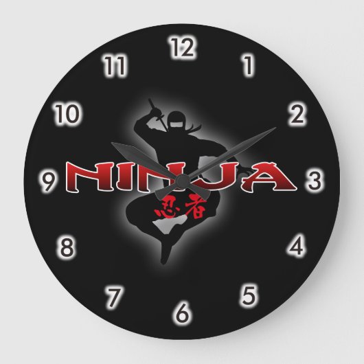 Grande Horloge Ronde Ninja Silhouette (Recto)