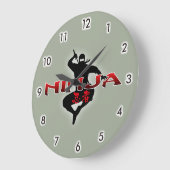 Grande Horloge Ronde Ninja Silhouette (Angle)