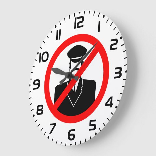 Grande Horloge Ronde No Chauffeur Allowed Symbol Funny Warning (Angle)