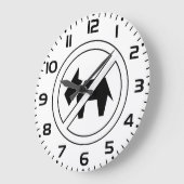 Grande Horloge Ronde No Dogs Allowed Bold Black and White Symbol (Angle)