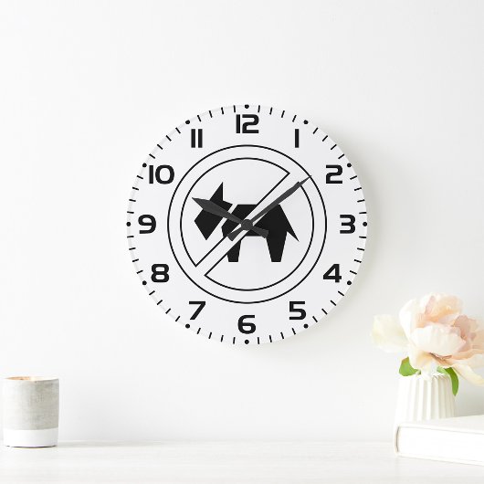 Grande Horloge Ronde No Dogs Allowed Bold Black and White Symbol