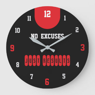 Grande Horloge Ronde No Excuses Just Results Black Fitness