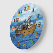 Grande Horloge Ronde Noah's Ark - Numéros de Jelly Bean (Angle)
