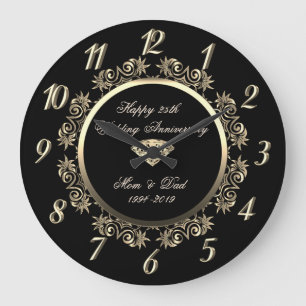 Grande Horloge Ronde Noces de diamant 25e anniversaire de mariage flora
