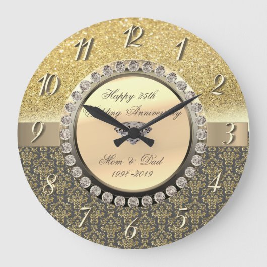 Grande Horloge Ronde Noces de diamants en damas or  25e anniversaire de (Recto)