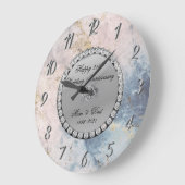 Grande Horloge Ronde Noces de marbre diamanté argent 25 ans de mariage (Angle)